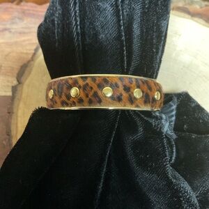 Ciner Faux Leopard Print Gold Bangle Bracelet